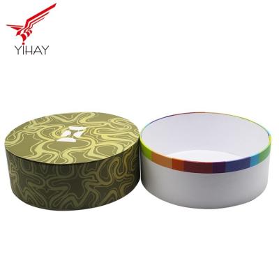 China Silkscreen Logo Round Cardboard Gift Box Handmade Round Wine Gift Box for sale