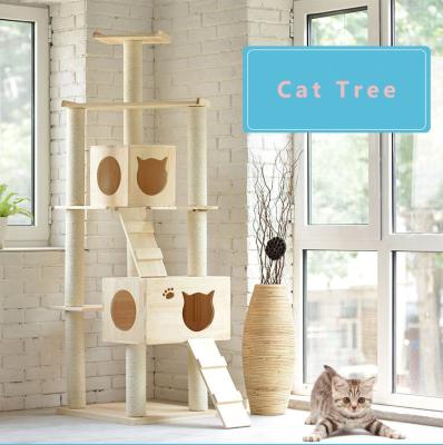 China Viable Treehouse from Cat Climbing Scratcher Luxury Large Cat Furniture Tree Wooden Cat for sale