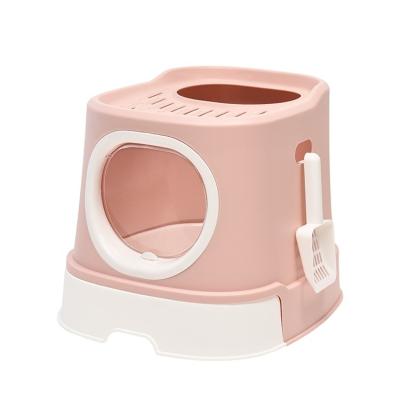 China Anti-splash Semi-enclosed Cat Bedpans Pet Toilet Cleaning Reusable Pet Trash Can Supplies Hooded Cat Pan Cat for sale