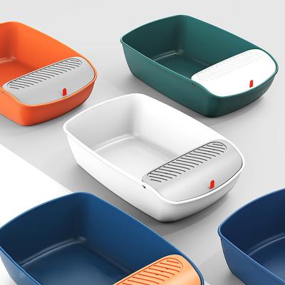 China Wholesale Viable Semi-enclosed Anti-splash Cat Bedpans Pet Toilet Plastic Reusable Pet Trash Can for sale