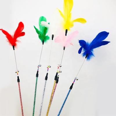 China Viable Cat Toys Feather Teaser Wand Toy Pet Funny Exerciser Interactive for sale