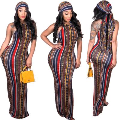 China Breathable ODM Wonderfulsportz OEM women ladies fashion dresses stripe long maxi casual boho dress for sale