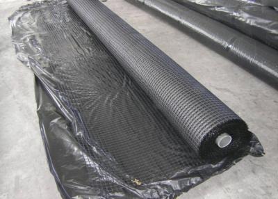 China Black Runway Fiberglass Geogrid for Asphalt Wall , High Tensile for sale