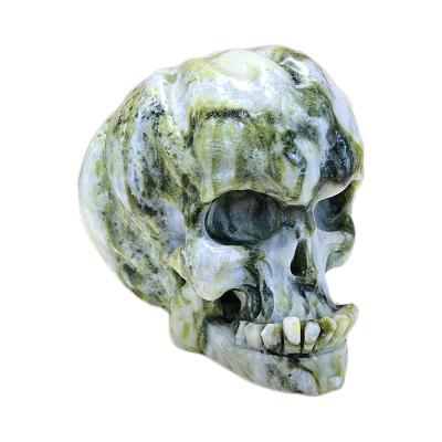 China China Wholesale High Quality Green Quartz Crystal Lattice Pumpkin Skull Statue for sale