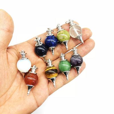 China China Reiki Healing Gemstone Necklace Pendant Rose Quartz Ball Pendulum Crystal Energy Stone Wholesale for sale