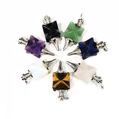 China China Wholesale Reiki Healing Gemstone Necklace 7 Hexagon Crystal Pendant Necklace melaba Chakra Crystal Pendulum for sale