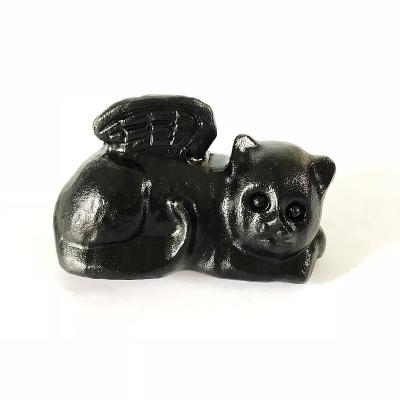 China China Wholesale Natural Crystal Obsidian Stone Processing Angel Cat Carving Crafts Crystal Cat Decorations for sale