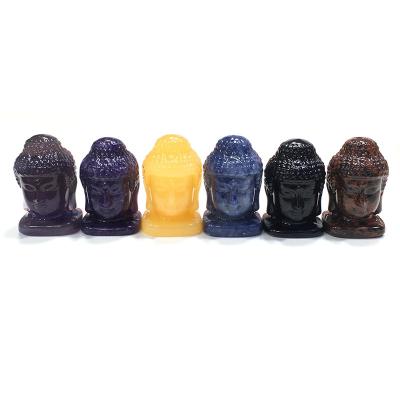 China China Wholesale Hand Carved Natural Crystal Buddha Head Statues For Feng Shui Decoration for sale