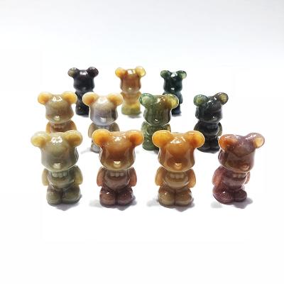 China Wholesale China Bear Natural Violence Quartz Crystal Agate Carving Bear Crystal Animal Opens Decorative Gifts for sale