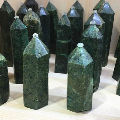 China Hot Selling China Gold Crystal Stone Phoenix Stone Natural Cyan Square Crystal Quartz Tower Energy Arrow for sale