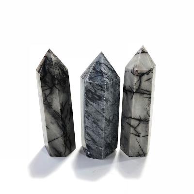 China Wholesale Natural Crystal Stick Stone Tower Column Tower Crystal Stick Black Net Crystal Tip From China for sale