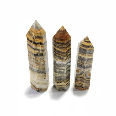 China Wholesale High Quality Natural Striped Agate Point Energy Quartz Crystal Tower Home Decor From China for sale