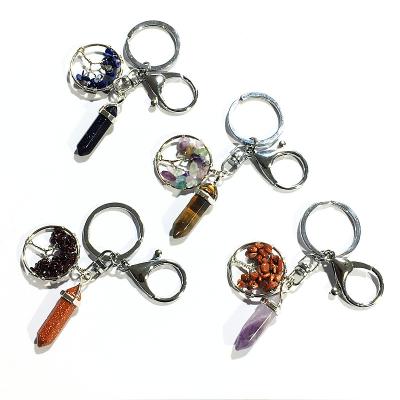 China China Healing Double Point Hexagonal Stone Natural Crystal Ball Stone Car Key Chain Key Chain of Life for sale