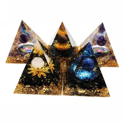 China China Orgone Pyramids Treatment Stone Gravel Energy Crystal Pyramid Resin Orgonite Pyramid for sale