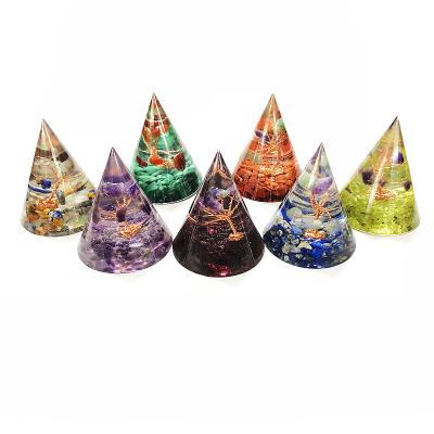 China China Orgone Pyramids Treatment Stone Gravel Energy Crystal Pyramid Resin Orgonite Pyramid for sale