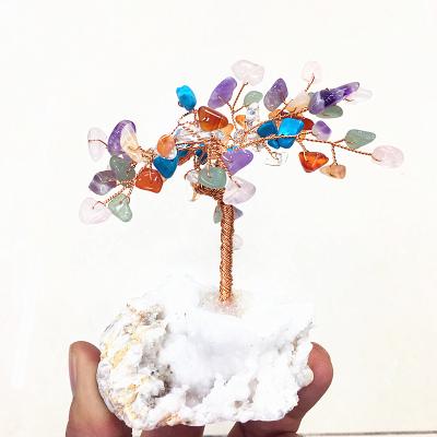 China China Hot Selling Crystal Quartz Crystal Vase Lucky Tree Feng Shui Tree Home Decoration for sale