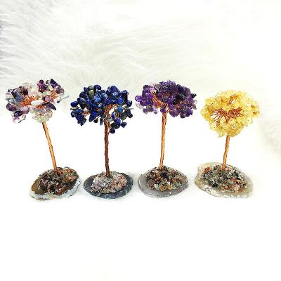 China Wholesale Money Crystal Tree Feng Shui Stone Therapy China Crystal Healing Tree Decoration for sale