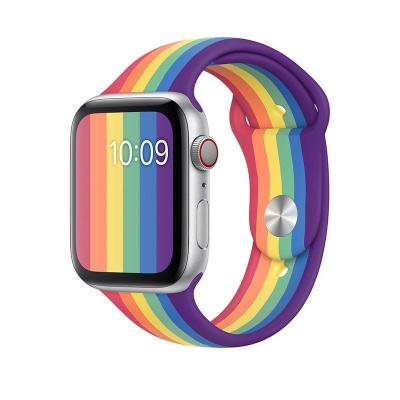 China Rubber for apple watch silicone strap for new iwatch6 sports solid color watch band for iwatch for sale