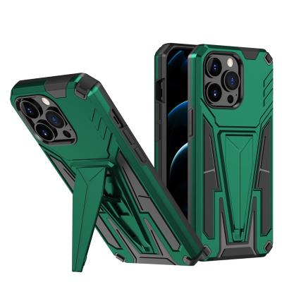 China Eco-friendly TPU-100% Tpu+Pc Kickstand Factory Price Hybrid Hidden Magnetic Phone Case For Iphone 13Pro for sale