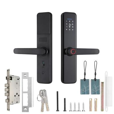 China Remote Controller Smart Door Lock Fingerprint Door Locks Bluetooth Password M1 Card Unlock Smart Lock Work with Tuya Smart Home for Airbnb, Hotel for sale