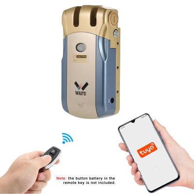 China Home/Hotel/Apartments/Tuya Office WAFU Smart Door Lock App Invisible Wifi Remote Control Security Smart Door Lock For Home Office Door Entry Keyless Door Lock for sale