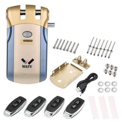 China WAFU Home Wireless Remote Control Electronic Lock Entry Invisible Keyless Door Lock with 4 Remote Controllers for sale