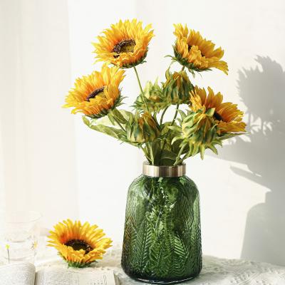 China New Sunflower Decoration Home Wedding Decoration Yellow Artificial Sunflower Gifts For Friends Flower for sale