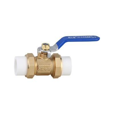 China General Ppr Pipe Fittings Factory Ppr Double Union Brass Core Plastic Ball Valve for sale