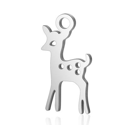 China CLASSIC Custom Polished Laser Cut Jewelry Cute Fawn Animal Deer Stainless Steel Charms Pendants for sale