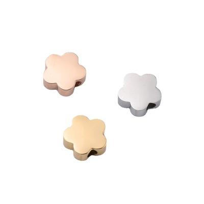 China TRENDY 8x7.8mm DIY Custom Jewelry Findings Accessories Making Stainless Steel Flower Charms Spacer Beads for sale