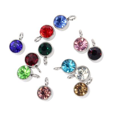 China Fashion 6x9mm Stainless Steel Metal 12 Birthstone Charms For DIY Jewelry Making for sale