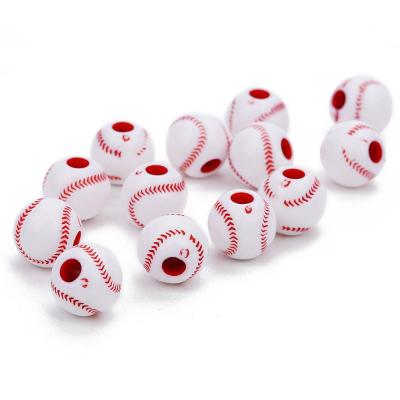 China Environmental Friendly Wholesale Cheap Jewelry Findings Accessories DIY Making Sports Baseball Acrylic Beads For Jewelry Bracelet Making for sale