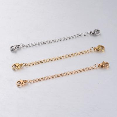 China 7cm Length Stainless Steel Lobster Hooks Connector Extender Tail Chain For Bracelet Macking Necklace for sale