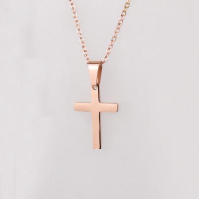 China Stainless Steel CLASSIC Cross Religion Gift Rose Gold /Silver/Black Gold Women Men Jewelry Pendant Necklace for sale