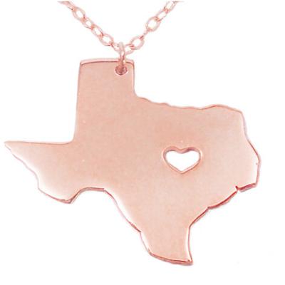 China CLASSIC Popular Gold Plated Stainless Steel USA Texas Map Shape Pendant Necklace Fashion Gift Jewelry for sale