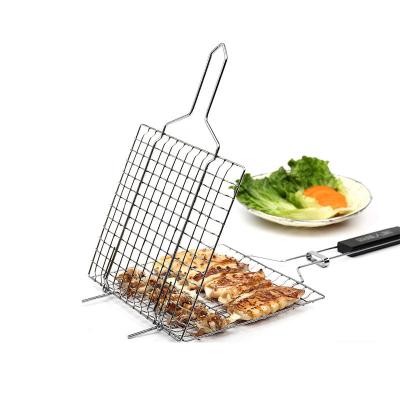 China Easily Cleaned Barbecue Stainless Steel Grill Folding BBQ Grill Mesh Panel Wire Mesh Net For Fish for sale