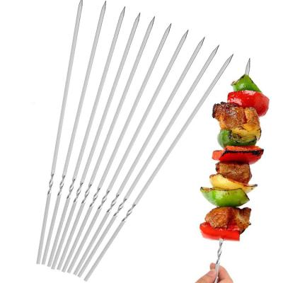 China China Supplier Easily Cleaned Stainless Steel Needles Wooden Handle Grilling Support Skewers Customized Price for sale