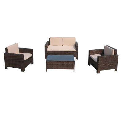 China Modern 4 Piece Outdoor Patio Indoor Furniture Sets Rattan Chair Conversation Sofa Set Outdoor Indoor Backyard Porch Wicker Garden for sale