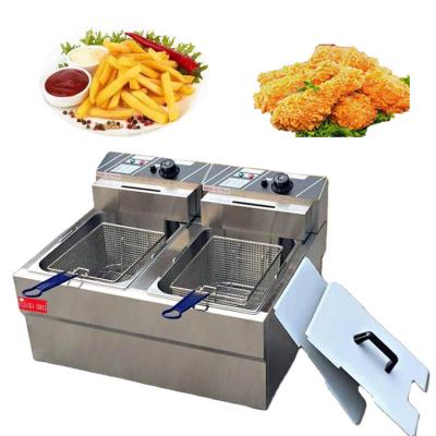 China High Efficiency Double Tanks Commercial Snack Chicken 25 Liter Deep Fryer Potato Chips For Sale for sale