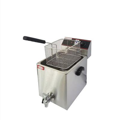 China With oil valve 8l commercial electric kfc chicken potato chips corn dog single tank deep fryer with oil valve for sale