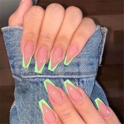 China Central Institute of Statistics electric TikTok syllable nails jelly nails French border exclusive long glue nails for sale