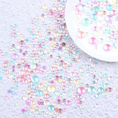 China Nail Art Decoration Mermaid Aurora Magic colored colorful candy round crystal glass beads nail art for sale