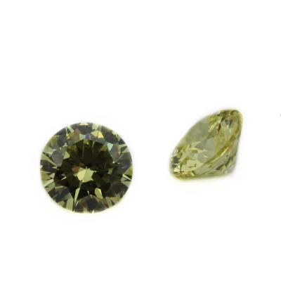 China Fire Olive Yellow Loose Gemstones Color Or Cubic Zirconia Round Shiny Cut Gemstones With Multi Colors For Jewelry for sale