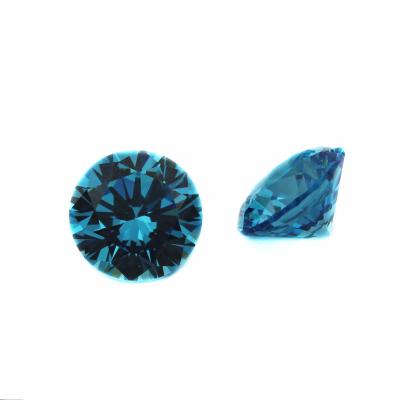 China Color Play Or Fire Synthetic Loose Gemstones Loose Zircon Round Shiny Cut Blue Green Gemstones For Premium Jewelry for sale