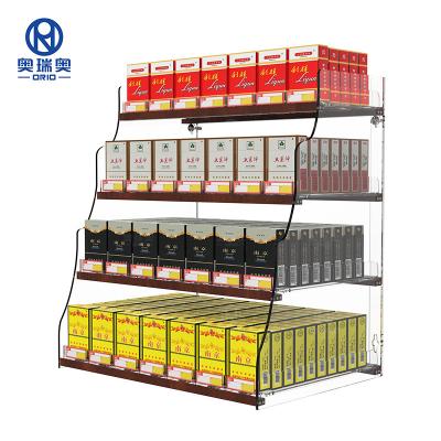 China Smoke Shops Tobacco Stores Convenience Store / Supermarket New Design Acrylic Cigarette Display Racks Wall Mounted Tobacco Shelf Display Cabinet for sale