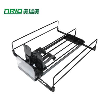 China Display Double Lane Pusher Merchandising Shelf Trays Pusher Rack Bottle/Drink/Beverage Tray Width Adjustable for sale