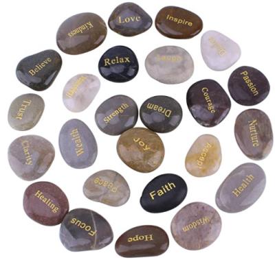 China Modern Stone Text Gift Natural Stone Pebble Writing Stone for sale