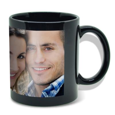 China Viable empty black sublimation ceramic coated mug with white patch - china manufacture for sale