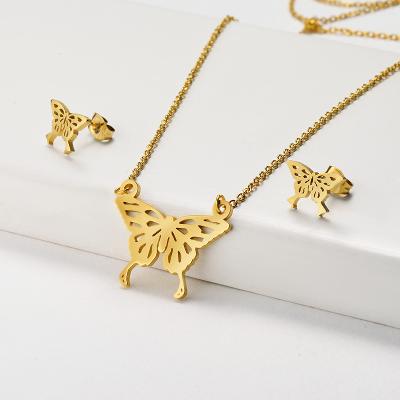 China BAOYAN Casual / Sporty Fashion Jewelry 18K Gold Plated Stainless Steel Butterfly Jewelry Sets for sale