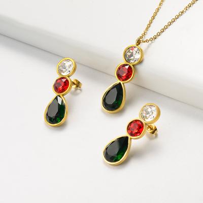 China BAOYAN Fashion Jewelry CLASSIC CZ Crystal Round Water Drop Stainless Steel Jewelry Sets for sale